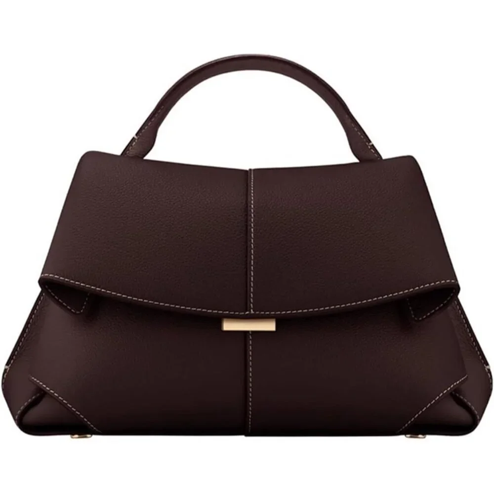 Women's Genuine Leather Handbag Top Handle Satchel Crossbody with Adjustable Str
